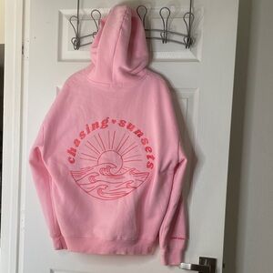 Pink Palm Puff x Amare Chasing Sunsets Embroidered Sweatshirt Hoodie